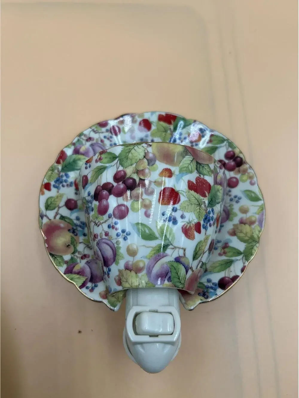 Ceramic Fruit Pattern Plug-In Wall Night Light or Decorative Sconce